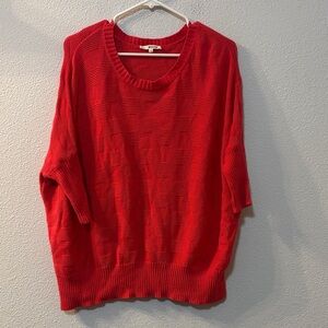 LA Made Red Women's Short Sleeve Batwing Sweater